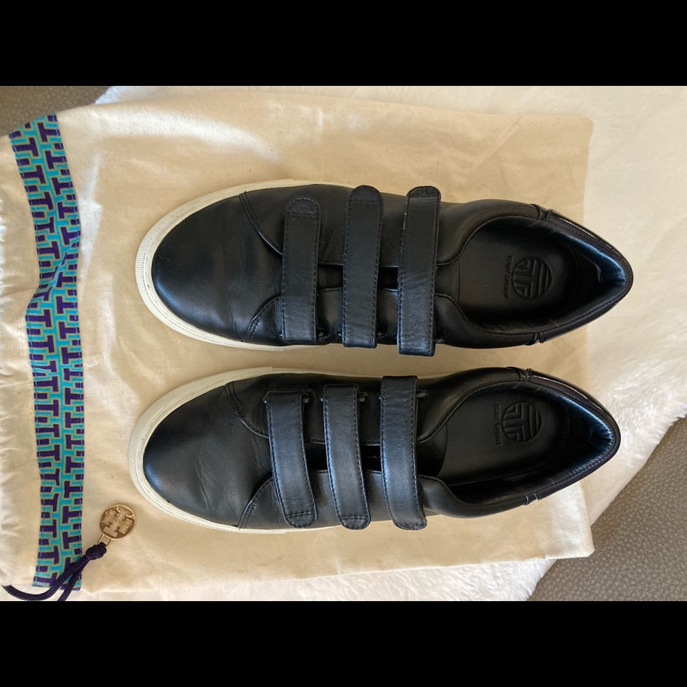 Tory Burch black sneakers.  Excellent condition.  Size 9.5. Authentic with box.